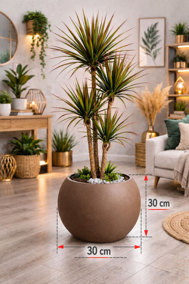 Yuvarlak Saksı Salon Saksı 30 cm Boş saksı plastik çiçek saksısı saksı küre saksı mocha