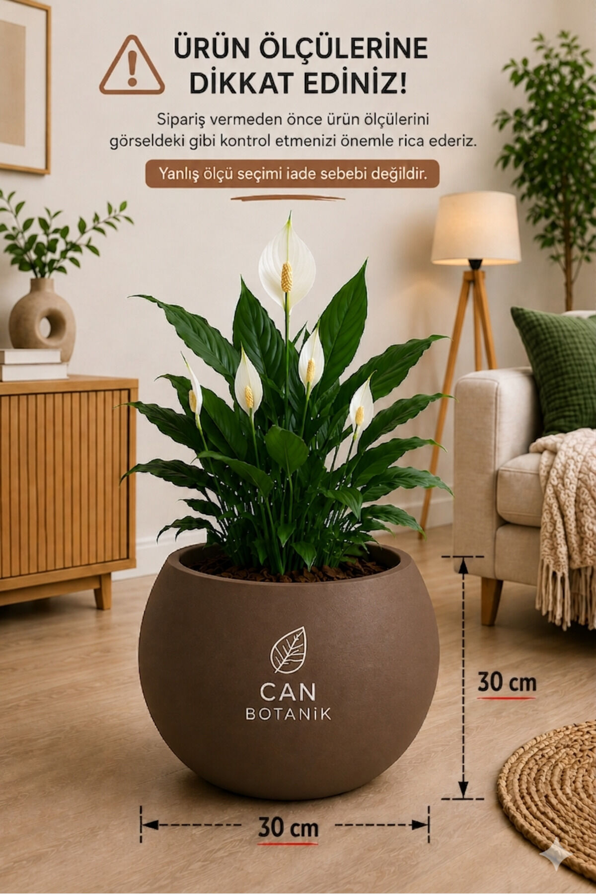 Yuvarlak Saksı Salon Saksı 30 cm Boş saksı plastik çiçek saksısı saksı küre saksı mocha
