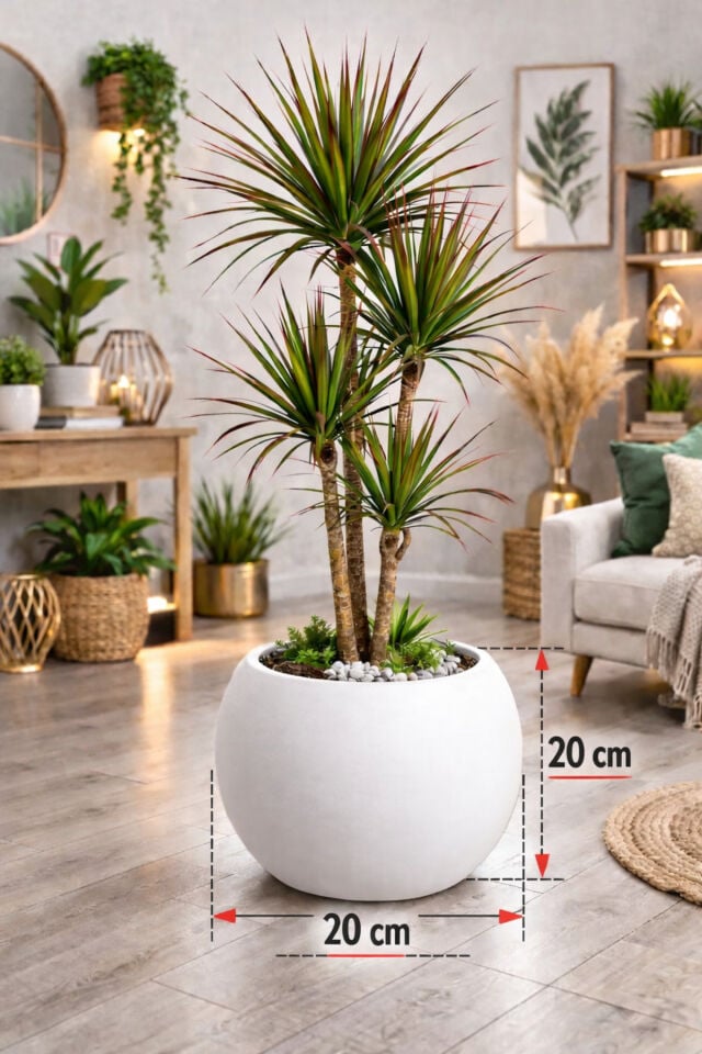 Yuvarlak Küre Saksı 20 Cm Saksı Beyaz Plastik (İÇLİKSİZ) Saksı Çiçek Saksısı