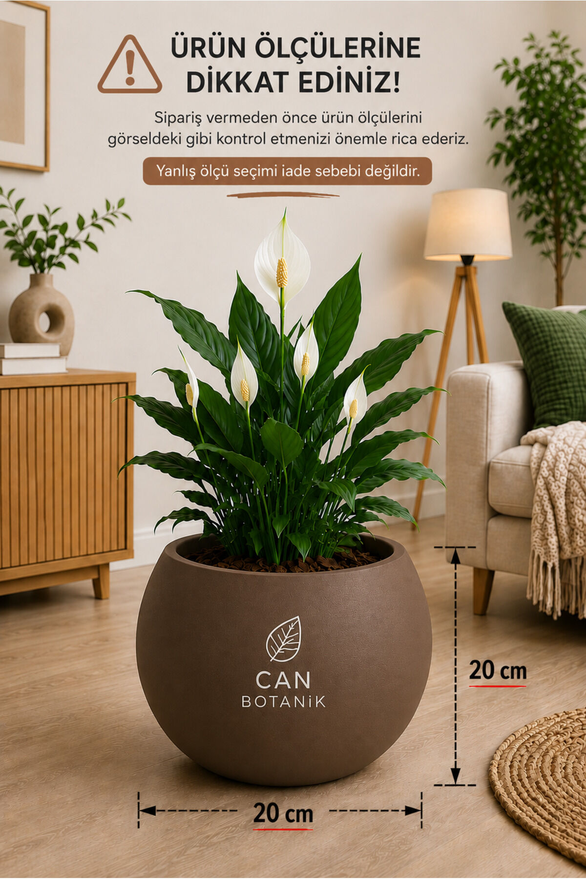 Küre Saksı 20 Cm Saksı mocha Plastik Saksı Çiçek Saksısı Salon Saksı